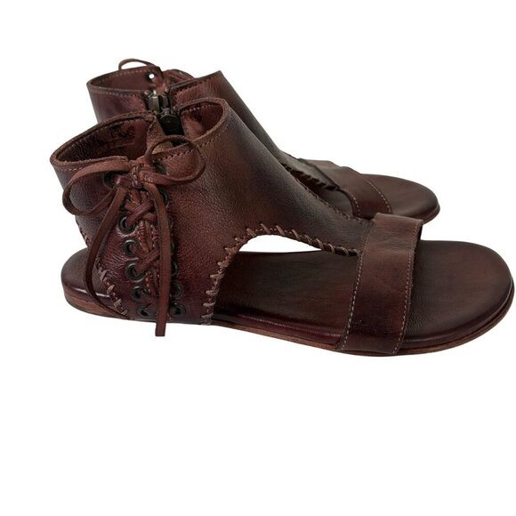 Bed|Stü Women' s Nina Leather Brown Gladiator Flat Sandals Size 6.5 - Picture 8 of 15